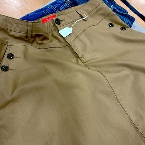 Tan Button-Detail Skirt